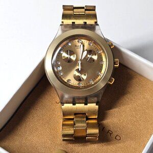 Jenny Bird Swatch Irony Diaphane Chrono Gold Tone Watch Water Resistant